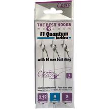 F1 Quantum Szakál Nélküli 6 Előkötött Feeder Horog Csalitüskével 10mm Fonott zsinór: 0,14 8cm 3pcs.