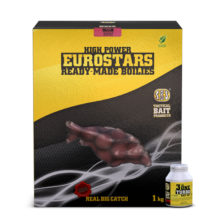 SBS Eurostar Ready-Made Boilies + 50 ml 3 in One Turbo Bait Dip Squid Octopus & Strawberry Jam (eperkrém) 20mm 1kg
