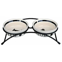 Trixie Bowl Set, ceramic/metal - tálkészlet (kerámia, mintás) kutyák és macskák részére (2x0,25l/Ø13cm/27x7x14cm)