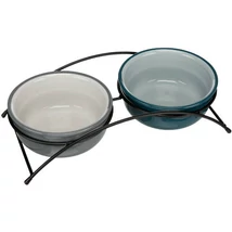 Trixie Ceramic Bowl Set - kerámia tál szett (petrol zöld/szürke) kutyák részére (2x0,6l /Ø15cm)