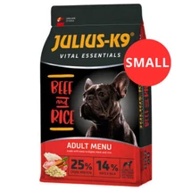 JULIUS-K9 3kg ADULT Vital Essentials Beef&amp;Rice (marha&amp;rizs) SMALL