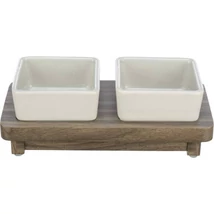 KT25.Trixie Bowl Set CityStyle - tálszett (kerémia/fa) 2x 0,2L, 10x10cm/24x4x12,szürke/barna(KIZÁRÓLAG RENDELÉSRE!)
