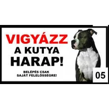 Kutyatábla - fém (amstaff natúr füllel) 20x40cm
