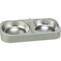 trixie Double bowl, plastic/stainless steel - műanyag fehér tál etetőautomatához, 5l/32x5x16cm