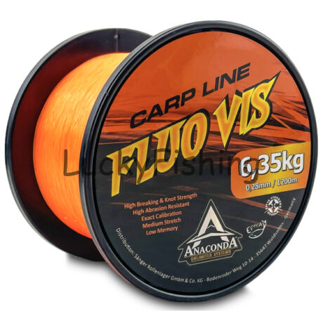 ANACONDA Fluovis Orange Carp Line monofil zsinór narancssárga / 0,28mm / 1200m / 6,35kg