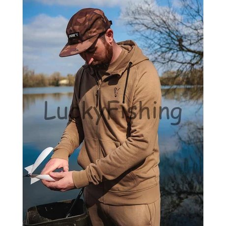 Fox Collection LW Zip Hoody – Tan Ltd Cipzáras Kapucnis Pulóver – Limitált szín - S