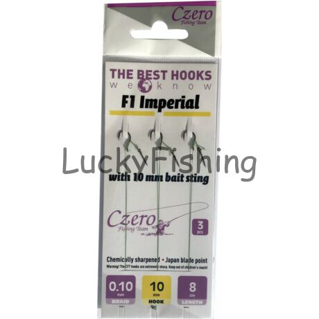 F1 Imperial 12 Előkötött Feeder Horog Csalitüskével 10mm Fonott zsinór: 0,10 8cm 3pcs.