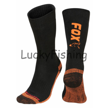 FOX Black & Orange Thermolite Long Sock FEKETE & NARANCS Thermo Zokni 6-9 (EU 40-43)