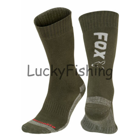 FOX Green & Silver Thermolite Long Sock ZÖLD & EZÜST Thermo Zokni 6-9 (EU 40-43)