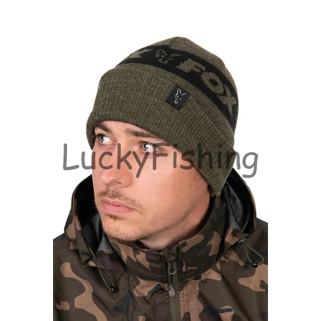 Fox Collection Beanie Hat - Green & Black Meleg Sapka