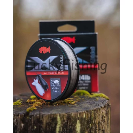 Spomb X Pro Braid Grey 8+1 Szürke 0.18mm 300M