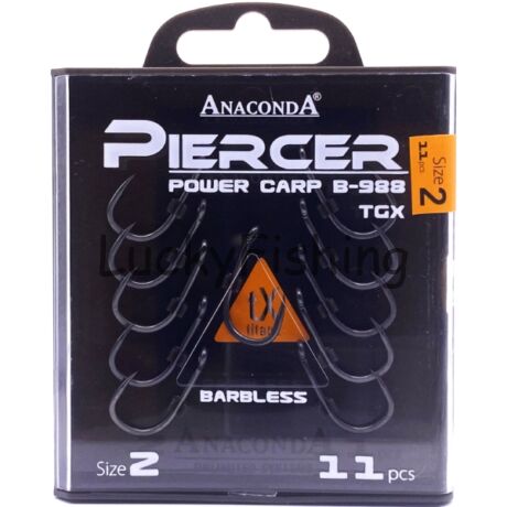 ANACONDA Piercer Power Carp B-988 TGX szakállnélküli pontyozó horog / méret 2 / 11db