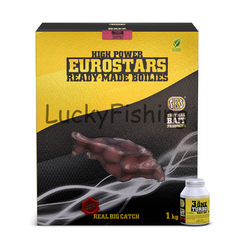 SBS Eurostar Ready-Made Boilies + 50 ml 3 in One Turbo Bait Dip Cocoshell 20mm 1kg