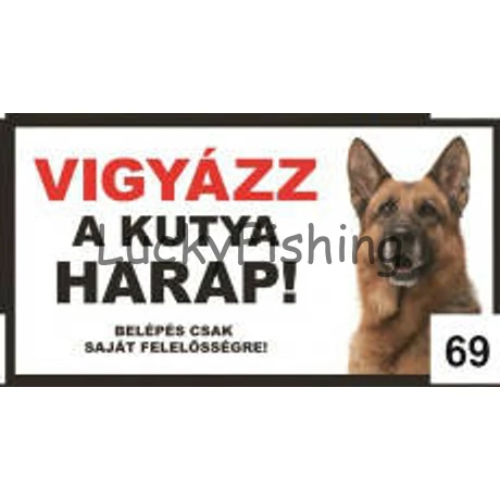 Kutyatábla - műanyag  (németjuhász fej) 20x40cm