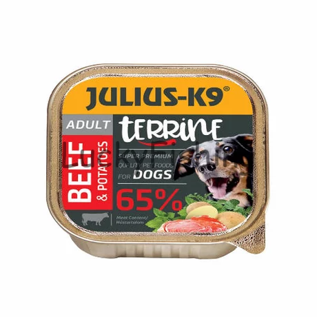 Julius-K9 Dog Terrine Adult Beef & Sweet Potatoes (marha,édesburgonya)- nedves eledel felnőtt kutyák részére (150g)