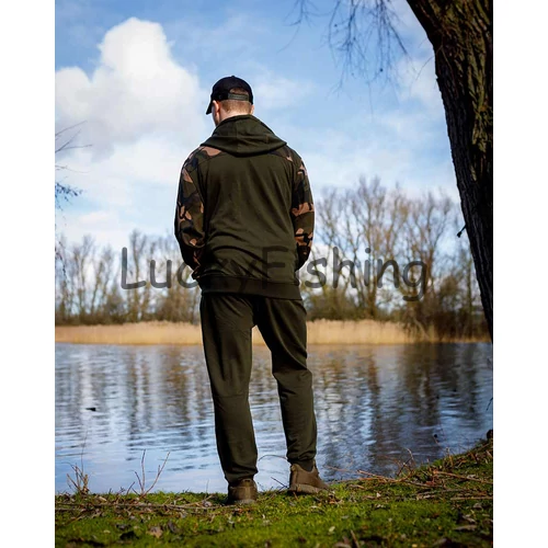 FOX LW Khaki/Camo Split Zip Hoody-Cipzáros Kapucnis Pulóver - S