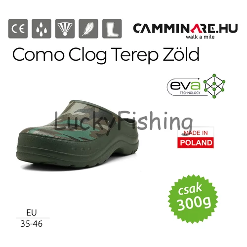 Camminare – Como Clog Terep Zöld – EVA klumpa + talpbetét