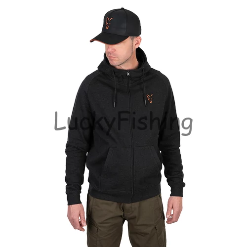 Fox Collection LW Hoody Kapucnis Pulóver - Black&Orange - 2XL