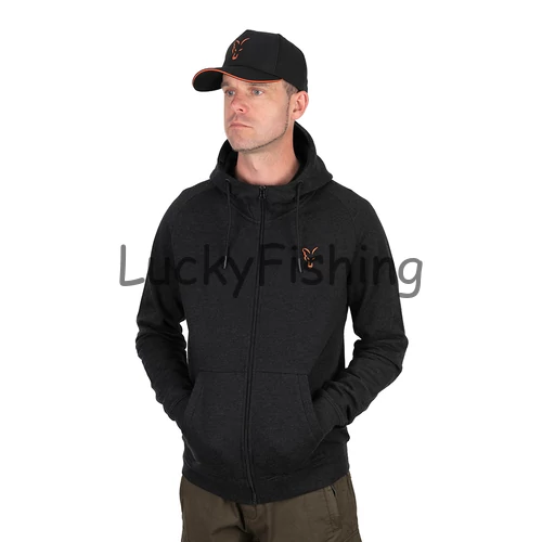 Fox Collection LW Hoody Kapucnis Pulóver - Black&Orange - 2XL