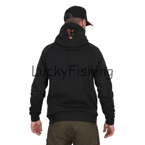 Fox Collection LW Hoody Kapucnis Pulóver - Black&Orange - 2XL