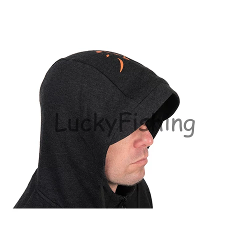 Fox Collection LW Hoody Kapucnis Pulóver - Black&Orange - 2XL