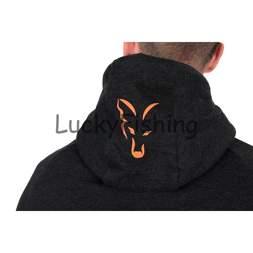 Fox Collection LW Hoody Kapucnis Pulóver - Black&Orange - 2XL