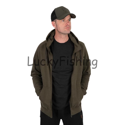 Fox Collection LW Hoody Kapucnis Pulóver - Green&Black - 3XL