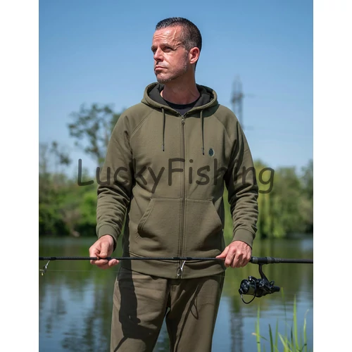 FOX Collection Cipzáras Hoody - Pulóver - Zöld - S