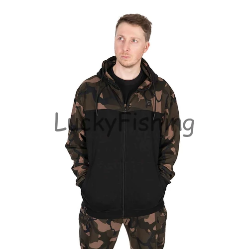 FOX LW Black/Camo Split Zip Hoody Zippzáros Pulóver 2XL