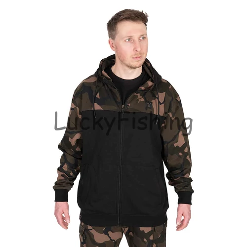 FOX LW Black/Camo Split Zip Hoody Zippzáros Pulóver 2XL