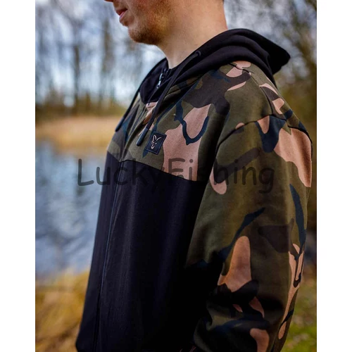 FOX LW Black/Camo Split Zip Hoody Zippzáros Pulóver 2XL