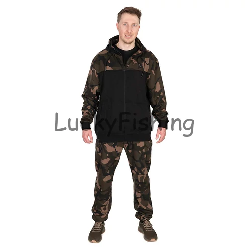 FOX LW Black/Camo Split Zip Hoody Zippzáros Pulóver 2XL