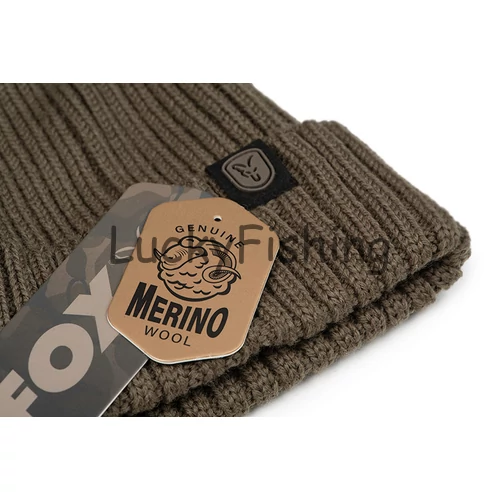 Fox Merino Bobble- Olive Kötött Sapka