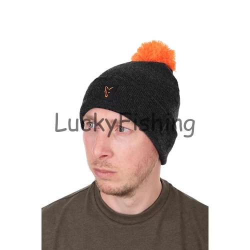 Fox Collection Bobble Hat - Black/Orange - Bojtos Sapka