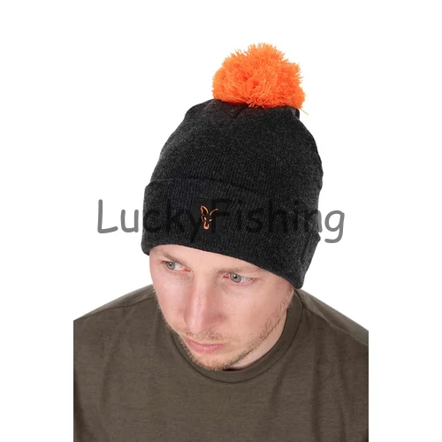 Fox Collection Bobble Hat - Black/Orange - Bojtos Sapka