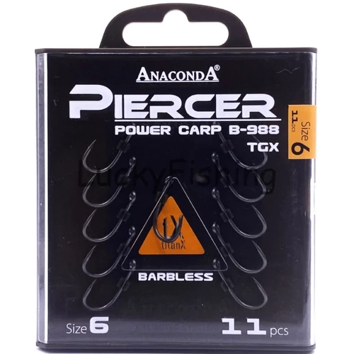 ANACONDA Piercer Power Carp B-988 TGX szakállnélküli pontyozó horog / méret 6 / 11db