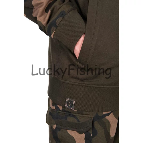 FOX LW Khaki/Camo Split Zip Hoody-Cipzáros Kapucnis Pulóver - S