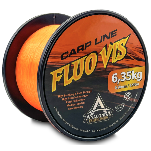 ANACONDA Fluovis Orange Carp Line monofil zsinór narancssárga / 0,28mm / 1200m / 6,35kg