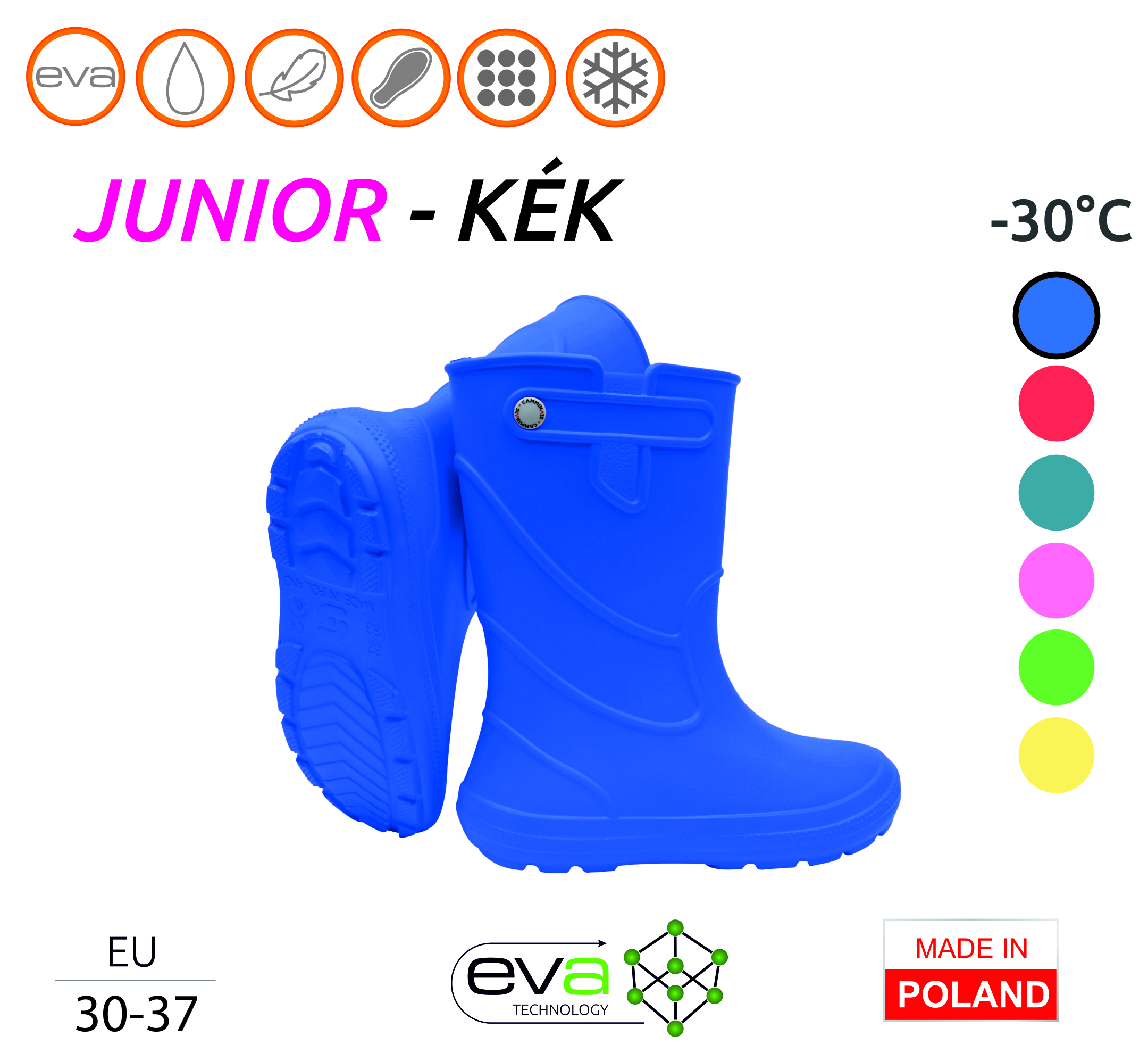 Camminare – Junior EVA gyerekcsizma KÉK (-30°C) Méret: 32-33