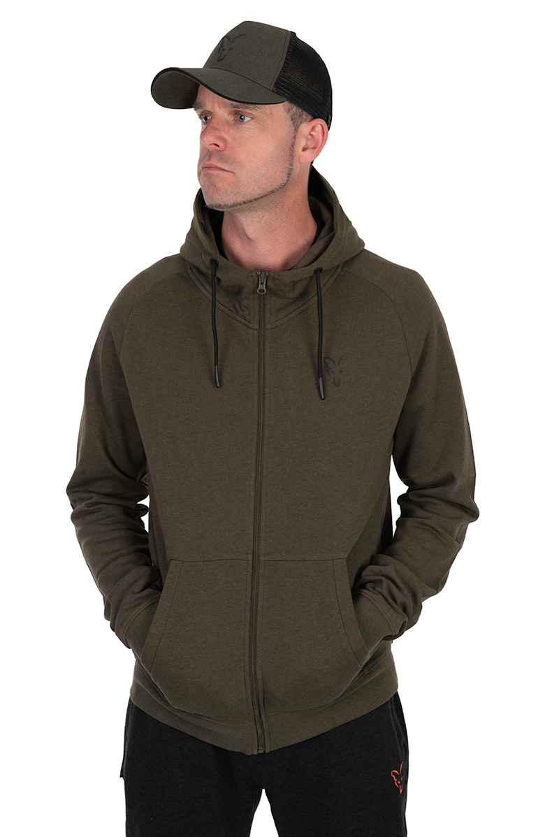 Fox Collection LW Hoody Kapucnis Pulóver - Green&Black - L