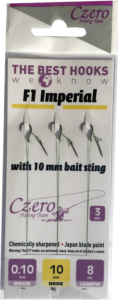 F1 Imperial 12 Előkötött Feeder Horog Csalitüskével 10mm Fonott zsinór: 0,10 8cm 3pcs.