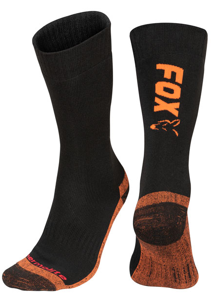 FOX Black & Orange Thermolite Long Sock FEKETE & NARANCS Thermo Zokni 6-9 (EU 40-43)