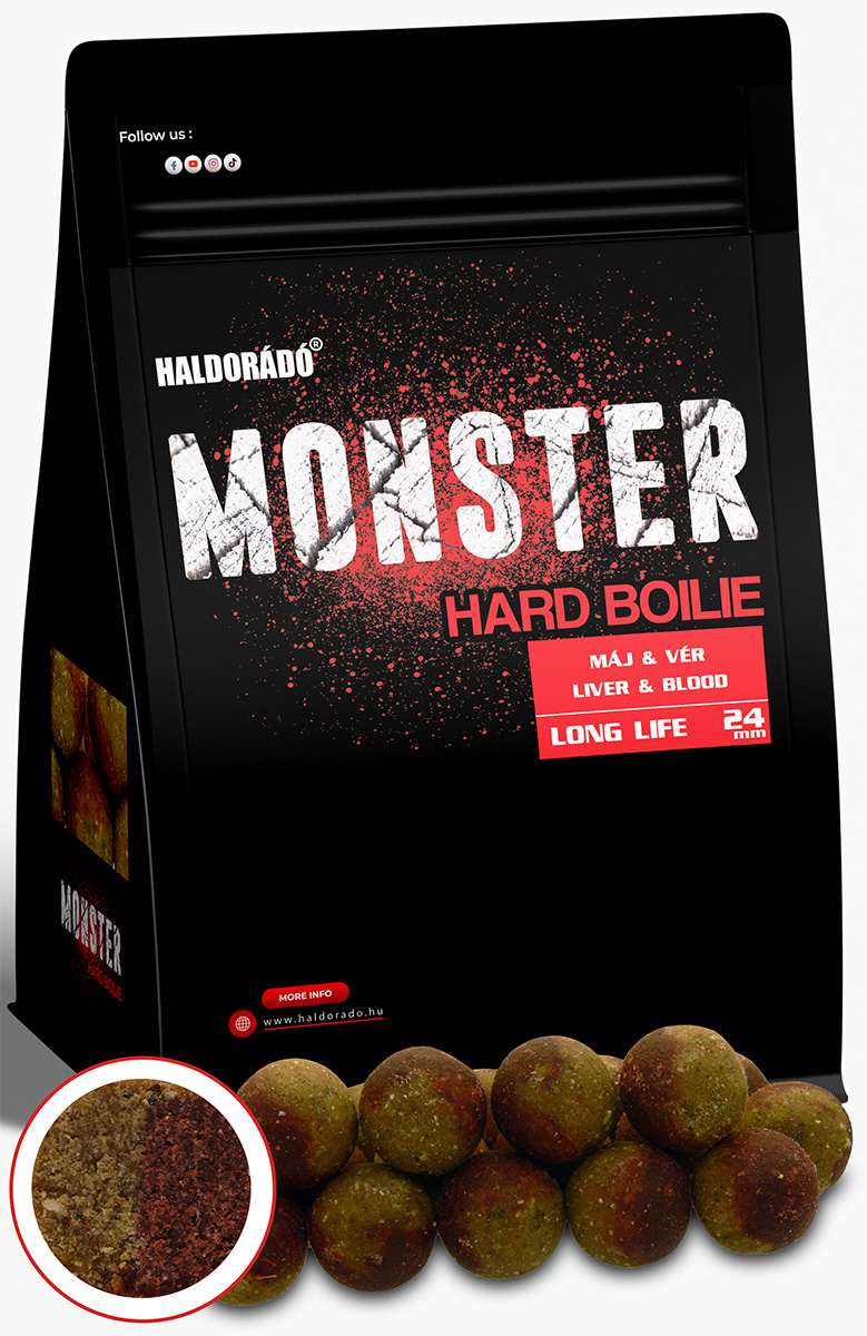 Haldorádó Monster Hard Boilie 24+ - Máj & Vér 24mm 700g