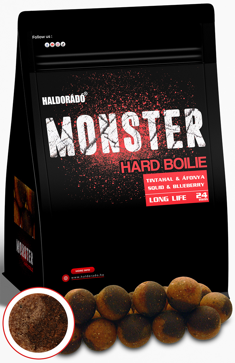 Haldorádó Monster Hard Boilie 24+ - Tintahal & Áfonya 24mm 700g