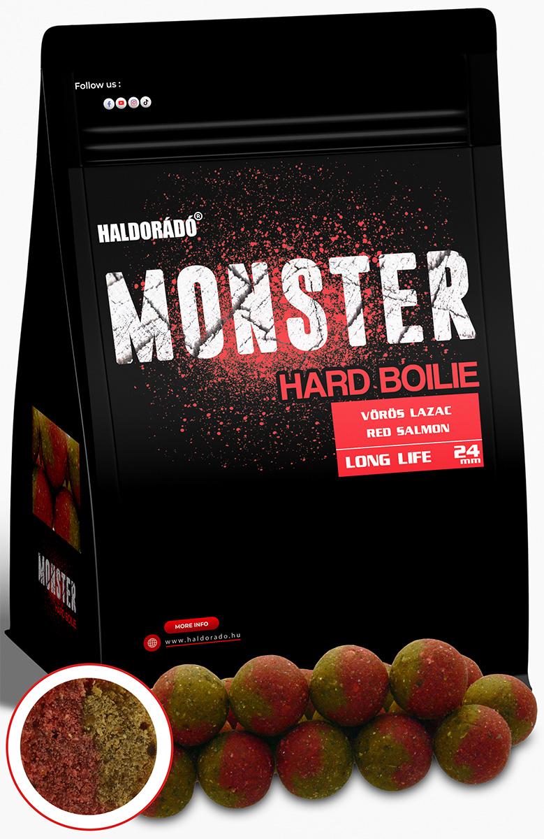 Haldorádó Monster Hard Boilie 24+ - Vörös Lazac 24mm 700g