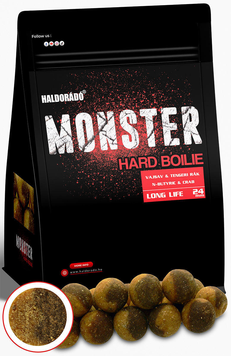 Haldorádó Monster Hard Boilie 24+ - Vajsav & Tengeri rák 24mm 700g